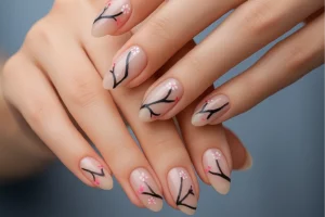 ongles nail art terme japon branche d'arbre fine sur les ongles