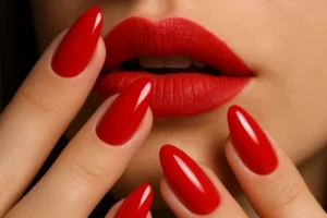 ongles rouge et bouche rouge