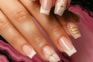 nail art onx de fleur sur une french